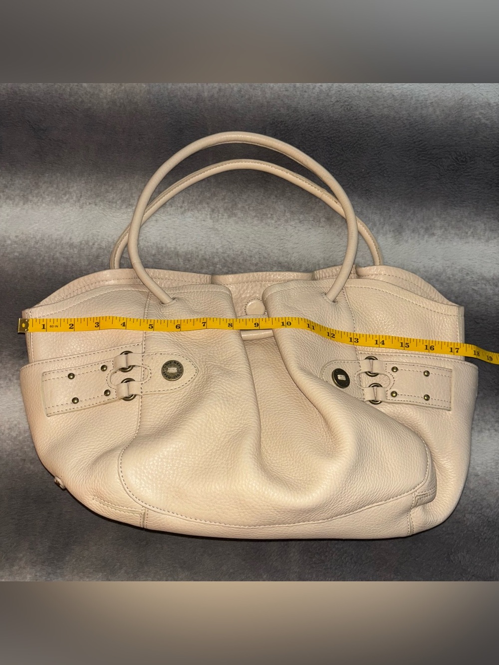Cole Haan Village Pebbled Leather Slouch Tote Shoulder Bag Ivory Cream - Picture 9 of 11